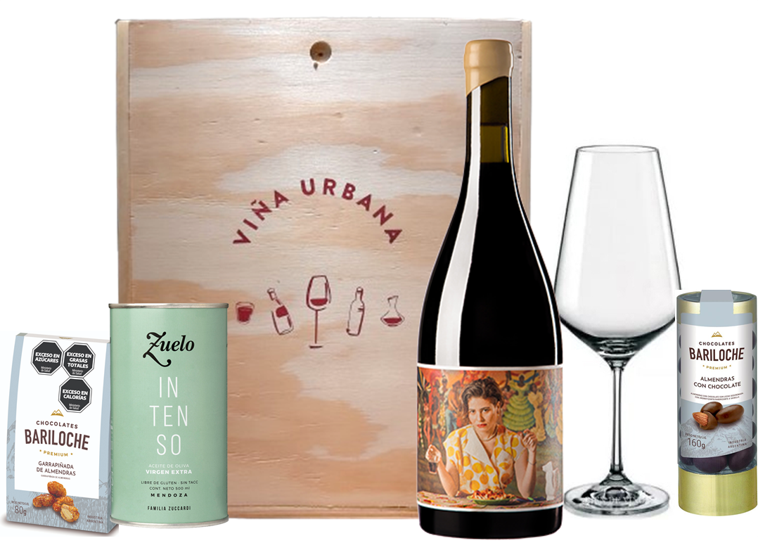 Caja Navideña Tinto De La Casa + Copa Cristal Y Delicatessen