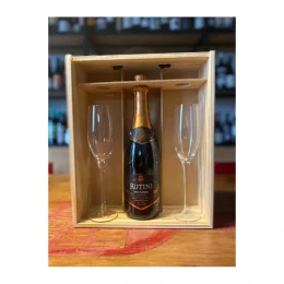 Vino Rutini Brut Nature +2 Copas Espumante Caja Madera