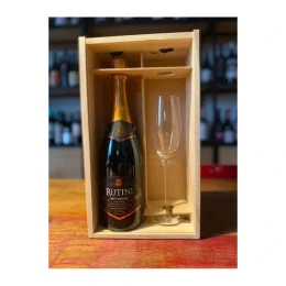 Vino Rutini Brut Nature + Copa Espumante En Caja Madera
