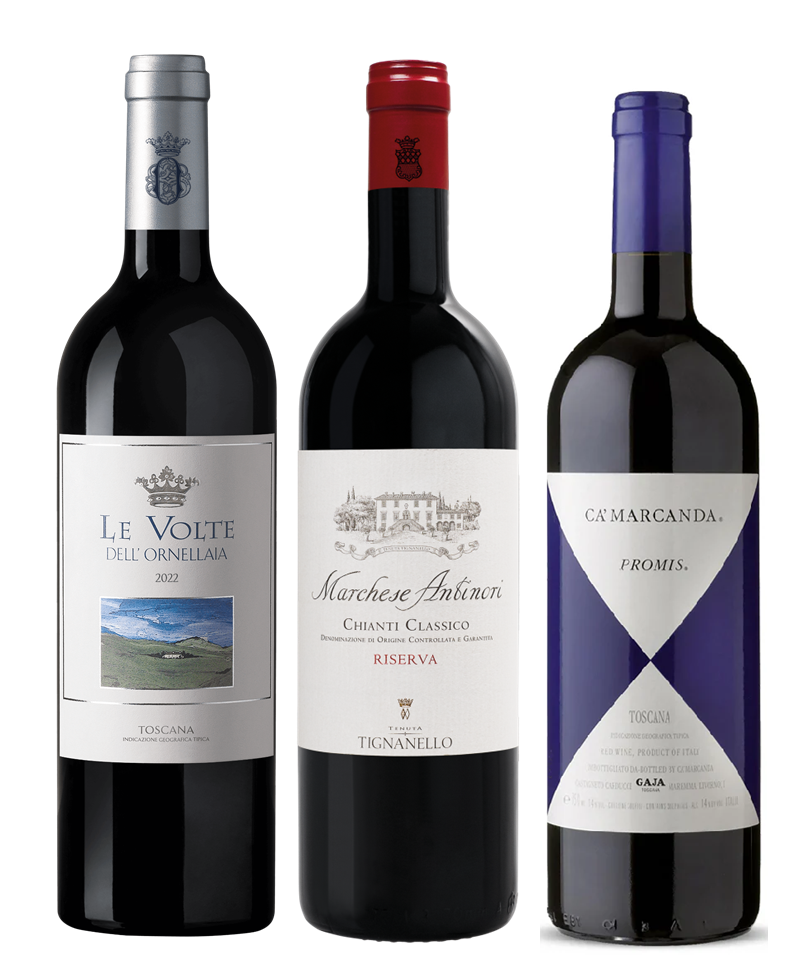 VINOS TOSCANOS Y SUPERTOSCANO X 3: ORNELLAIA, ANTINORI, GAJA