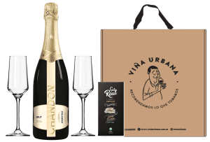 Chandon Extra Brut + 2 Copas + Chocolate Estuche Cartón